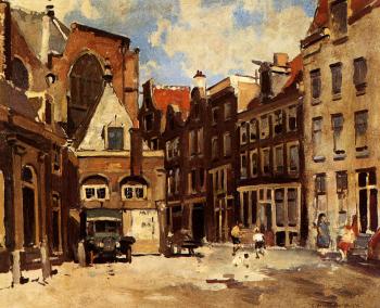 科內利斯 維裡登伯格 A Townscene With Children At Play Haarlem